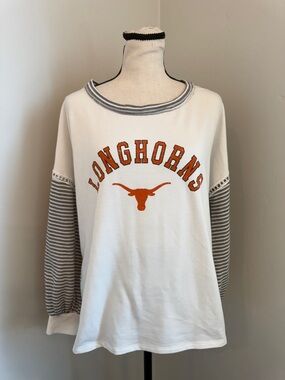 Game Day Couture Texas Longhorns Top Womens L Striped Sleeve Graphic Shirt NCAA